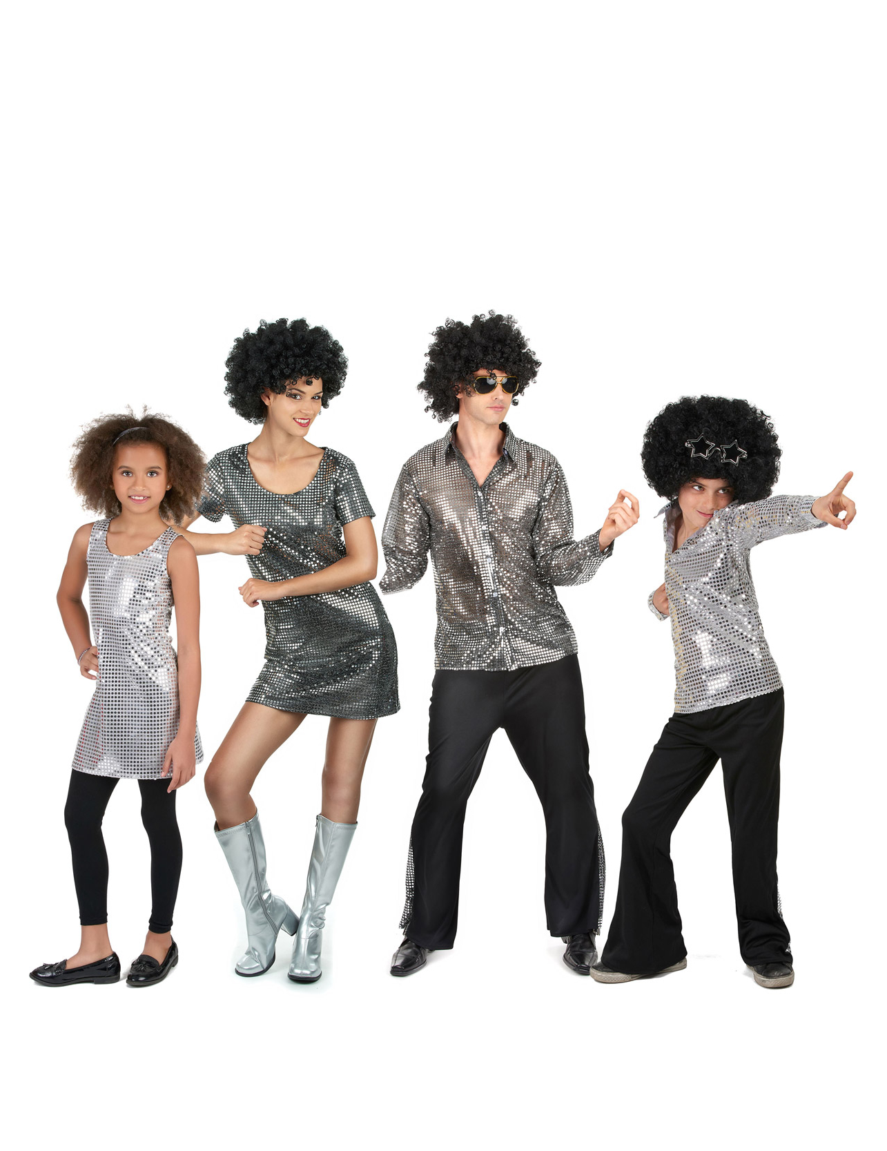 Disco-Familienkostüm Karneval silber Disco-Familienkostüm Karneval silber von BCI
