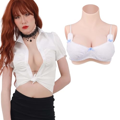 Funxzior Realistische Silikon Crossdressing Brustformen Rollkragen Echte Brustimitate Falsche Brust Platten Turtleneck mit Titten für Transgender Drag Cosplay AA Cup Boobs Füllung aus Gel, Hell Funxzior Realistische Silikon Crossdressing Brustformen Rollkragen Echte Brustimitate Falsche Brust Platten Turtleneck mit Titten für Transgender Drag Cosplay AA Cup Boobs Füllung aus Gel, Hell von Funxzior
