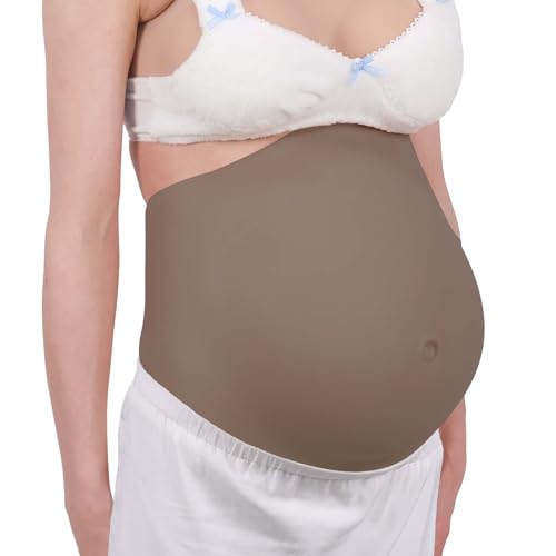 Funxzior Realistischer Silikon Schwangerschaftsbauch Mesh Design Falscher Babybauch für Schauspieler Schwanger Bauch Cosplay Kostüme Filmrequisiten (Zweites Trimester, Taillengröße M, Helle Haut) von Funxzior