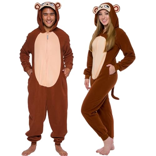 Funziez! Slim Fit Erwachsene Onesie Tier Halloween Kostüm Plüsch Obst Einteiler Cosplay Anzug für Damen und Herren, Affe, M Funziez! Slim Fit Erwachsene Onesie Tier Halloween Kostüm Plüsch Obst Einteiler Cosplay Anzug für Damen und Herren, Affe, M von Funziez!