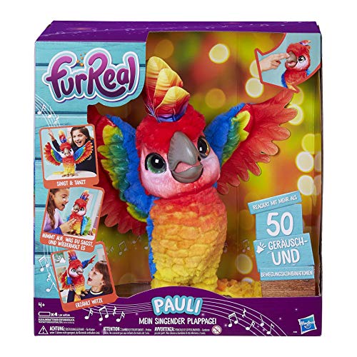 Hasbro FurReal Pauli – mein singender Plappagei, interaktives Plüschtier, sprechender Papagei, Kinder-Spielzeug, deutsche Sprachausgabe, Batterien enthalten, ab 4 Jahren von FurReal