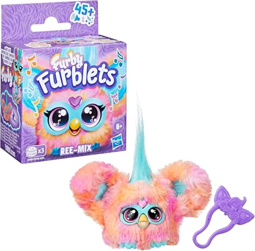 Furby Furblets Mini Elektronisches Plüschtier – Interaktives Musikalisches Haustier mit über 45 Geräuschen und Sätzen, Peekaboo Ohren Schlüsselanhänger Clip, Sammelspielzeug für Kinder ab 6 Jahren von Furby