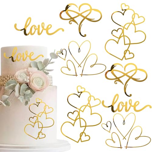 14 Stück goldene Herz-Kuchenaufsätze, Acryl, herzförmig, Liebe, Cupcake, Dessert, Kuchendekorationen für Valentinstag, Hochzeit, Geburtstag, Jahrestag, Verlobung, Brautparty, Party 14 Stück goldene Herz-Kuchenaufsätze, Acryl, herzförmig, Liebe, Cupcake, Dessert, Kuchendekorationen für Valentinstag, Hochzeit, Geburtstag, Jahrestag, Verlobung, Brautparty, Party von Furimuk