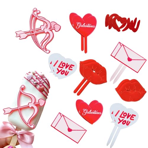 20 Stück Valentinstag-Kuchenaufsätze, Acryl, Cupcake-Topper, Herzumschlag, Lippen-Form, Kuchenaufsatz für Valentinstag, Hochzeit, Party, Kuchen, Schokolade, Dessert, DIY-Dekorationszubehör 20 Stück Valentinstag-Kuchenaufsätze, Acryl, Cupcake-Topper, Herzumschlag, Lippen-Form, Kuchenaufsatz für Valentinstag, Hochzeit, Party, Kuchen, Schokolade, Dessert, DIY-Dekorationszubehör von Furimuk