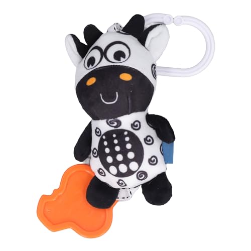 Fussbudget Rasselspielzeug Zum Aufhängen für Babys, schwarz-weiß, Kontrastreiches Glockenspiel, Cartoon-Tier-Babybettspielzeug für Babys Im Alter von 0 Bis 1 Jahren (Kuh) von Fussbudget