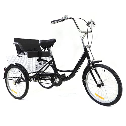 20 Zoll Dreirad für Erwachsene mit Kindersitz Erwachsenendreirad Senioren 3 Räder Fahrrad mit Einkaufskorb Adult Tricycle Trike von Futchoy