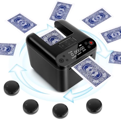 Automatischer Elektrischer Kartensendemaschine Wiederaufladbar für 1/2/3 Decks, 1–12 Spieler, 4 Rufknöpfe, 360°& 180°Drehung, kompatibel mit Texas Hold'em Poker, UNO, Bridge, Blackjack und mehr von Fuutilake