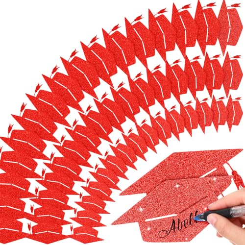 Fuutreo 120 Stück Glitzer-Abschlusskappen, Abschlusskappen, Glitzerkappen, Konfetti, Congrats Grad, Papieranhänger, verschiedene Größen für Klasse 2025, DIY, Handwerk, Pinnwand, Schule, Partyzubehör Fuutreo 120 Stück Glitzer-Abschlusskappen, Abschlusskappen, Glitzerkappen, Konfetti, Congrats Grad, Papieranhänger, verschiedene Größen für Klasse 2025, DIY, Handwerk, Pinnwand, Schule, Partyzubehör von Fuutreo