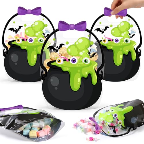 Fuutreo 50 Stück Halloween-Geschenktüten, transparent, Kessel, versiegelte Beutel mit Griffen, wiederverschließbar, gruselig, Kunststoff, Geschenktüten für Halloween, Urlaub, Party, Süßigkeiten Fuutreo 50 Stück Halloween-Geschenktüten, transparent, Kessel, versiegelte Beutel mit Griffen, wiederverschließbar, gruselig, Kunststoff, Geschenktüten für Halloween, Urlaub, Party, Süßigkeiten von Fuutreo