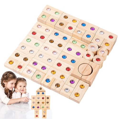 Fuuxtci Holzbaustein-Set | Regenbogen-Staplerblöcke, Regenbogen-Stapelwürfel-Spielzeugset | Acryl-Farbsortierblock-Konstruktionsspielzeug, Spielzeug Für Kinder Ab 3 Jahren von Fuuxtci
