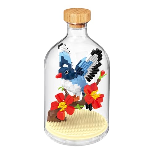 Fuwraixis Elster Micro Pellet Bauklötze, Vögel und Ewige Blumen Bauklötze Spielzeug, Mit Sockel und Staubschutzhaube, Geschenke für Kinder ab 6 Jahren (489 Teile) von Fuwraixis