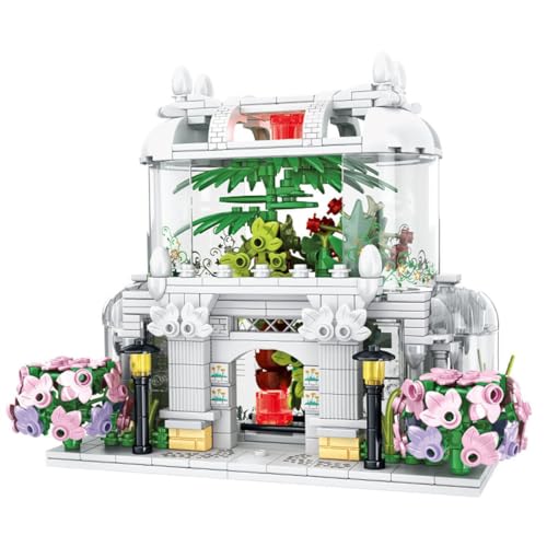 Fuwraixis Glasblumenhaus Bauklötze, Ewige Blume Straßenszene Serie Bauklötze Spielzeug, Blumenladen Modell, mit Sockel, Geschenke für Kinder ab 6 Jahren (597 Teile) von Fuwraixis