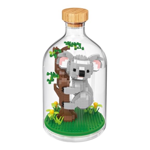 Fuwraixis Koala Mikroteilchen Bauklötze, Ewige Blume Clip-on bausteine Spielzeug mit Basis und Staubschutz Tiermodelle, Geschenk für Kinder 6+ (608 Stück) von Fuwraixis
