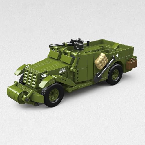 Fuwraixis M3A1 Aufklärungs Fahrzeug Bausteine,300 Stück Panzerfahrzeug-Bausatz Spielzeug,Dekorative Bauklötze Modelle der Militärserie,Geschenke für Kinder und Jugendliche ab 6 Jahren von Fuwraixis