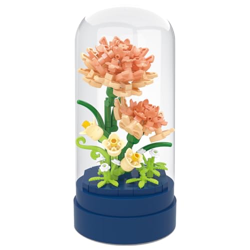 Fuwraixis Nelke Bauklötze, Ewige Blume Bauklötze Modelle, Blumenblock Spielzeug, Mit Sockel und Staubschutzhaube, Geschenke für Mädchen und Kinder ab 6 Jahren (203 Teile) von Fuwraixis
