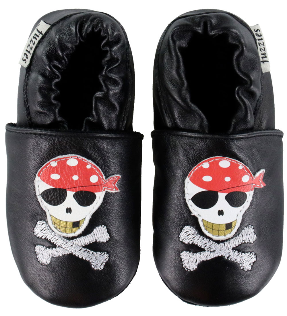 Fuzzies Leder-Krabbelschuhe - Philip - Schwarz m. Pirat - Fuzzies - 23/24 - Leder-Krabbelschuhe von Fuzzies