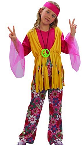 Fyasa 701358-t02 Hippie Girl Fancy Dress Kostüm, pink/gelb, mittel von Fyasa