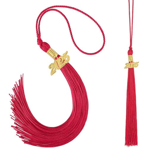 Abschlussquaste für Party Dekorative Doktorandenkappe Ornament Abschlusskappe Zubehör Polyestermaterial 40 cm Länge für Feiern Sonnenfänger Kristall (Red, One Size) von Fycakly