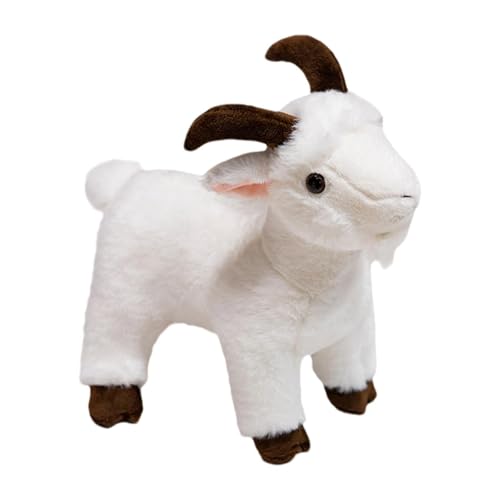 Fycakly 11, 8 Zoll Ziege Stofftier Plüschziege für Kinder Bauernhoftiere Ziegenspielzeug Spielzeug für Jungen Mädchen Spielzeug (Weiß) ​​ Plüschtier mit Sound​​ (White, 30cm) von Fycakly