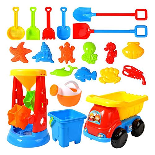 Fycakly 20-teiliges Set am Strand, Strandspiele für Kinder, Sommerspielzeuge für Outdoor-, Beach Kinder Sandburgen BAU Set (AS Shown, One Size) von Fycakly