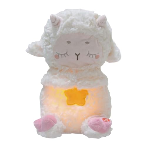 Fycakly Atmendes Stofftier, tragbares Babyspielzeug, beruhigendes atmendes Stofftier gegen Ängste, Erwachsene und Kinder, atmende Lichter und Geräuschmaschine mit realistischer (White, 30x20x15cm) von Fycakly