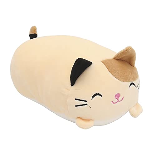 Fycakly Blumen-Katzen-Tier-Kissen Daunen-Baumwollkissen, geeignet zum Verschenken von geliebten Freunden, Klassenkameraden als Geschenk ​​ Plüschtier mit Sound​​ (Beige, One Size) von Fycakly