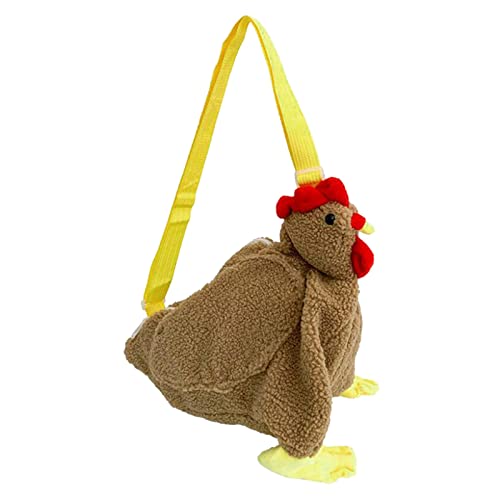 Fycakly Chicken Purse Hen Bag Handtasche Chicken Bag Body Hen Purse for Woman ​​ Große Plüschtiere Mädchen​​ (Brown, One Size) von Fycakly
