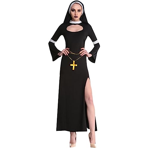 Fycakly Damen Halloween Kostüm Damen-Halloween-Kostüm, Make-up, Tanz, Party, Leistung, Cosplay, Rollenspiel, geteiltes Kleid-Set von Fycakly