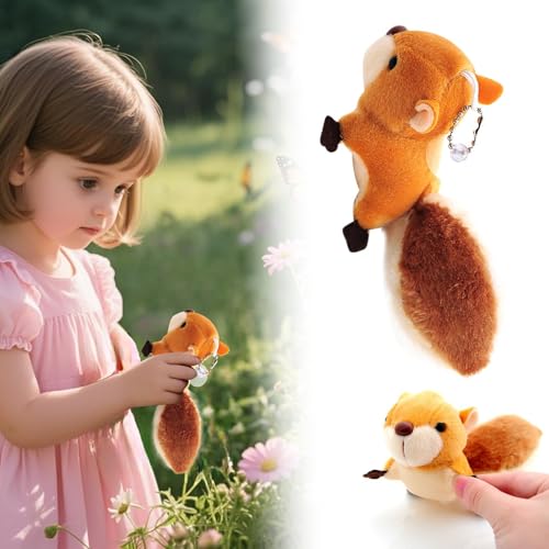 Fycakly Eichhörnchen Schlüsselanhänger Entzückendes Stofftier Hängeornament für Taschen & Kleidung ​​ Miniatur Puppenset​​ (Brown, 10x8cm) von Fycakly