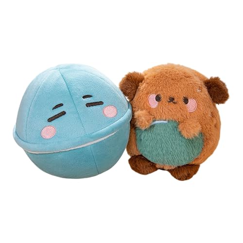 Fycakly Eierschalen-Welpenpuppe, weiches Stofftierspielzeug für Kinder, interaktiv, für Kinder ab 3 Jahren, Begleiter das Spielzimmer im Innenbereich ​​ Große Plüschtiere​ (Brown, 18cm) von Fycakly