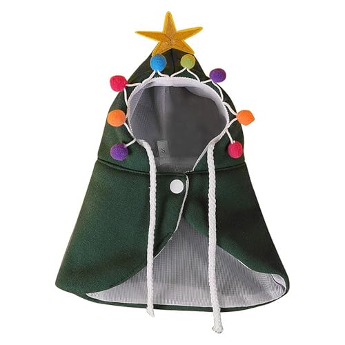 Fycakly Festliches Weihnachts-Katzenkostüm, Umhang für Kinder, Verwandlungs-Outfit, skurriles Scherzartikel-Accessoire, leicht zu tragendes Design, Größe passt den meisten (Green, 39x22x27cm) von Fycakly