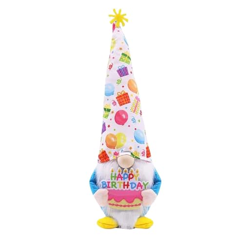 Fycakly Geburtstagswichtel: Happy Birthday-Dekorationen. Handgemachte Geburtstagspartymütze mit bunten Luftballons. Süße Geburtstagswichtel für Party-Etagentablett. ​​ Plüschtier Hund Katze​​ (33cm) von Fycakly