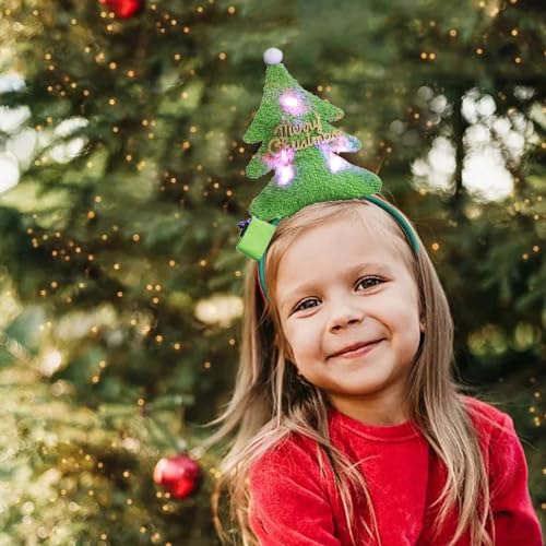 Fycakly Große Haarspangen für Dickes Haar Weihnachtsdekorationen leuchten Weihnachtsbaum-Stirnband-Kopfbedeckungen schmücken Partyzubehör (C, One Size) von Fycakly