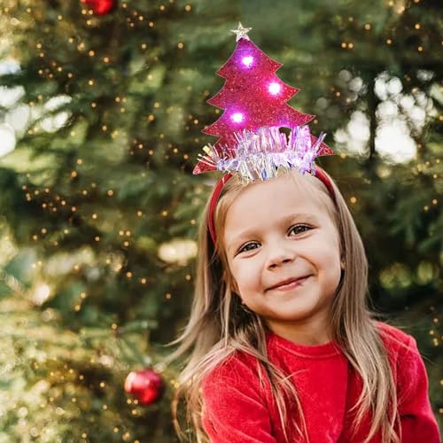 Fycakly Große Haarspangen für Dickes Haar Weihnachtsdekorationen leuchten Weihnachtsbaum-Stirnband-Kopfbedeckungen schmücken Partyzubehör (D, One Size) von Fycakly