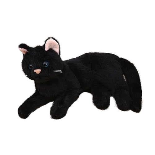 Fycakly Großzügiges, 28 cm, realistisches, weiches Katzenspielzeug, süßes für 3-jährige Kinder ​​ Plüschtier mit Sound​​ (Black, 28cm) von Fycakly