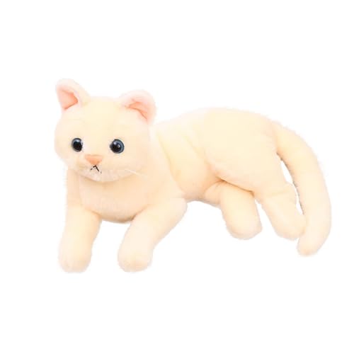 Fycakly Großzügiges, 28 cm, realistisches, weiches Katzenspielzeug, süßes für 3-jährige Kinder ​​ Plüschtier mit Sound​​ (Light Yellow, 28cm) von Fycakly