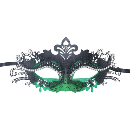 Fycakly Grusel Maske Maskerade für Herren und Damen mit Strasskette, Karnevalsdekoration, geeignet für Partykostüme (H, 10x23cm) von Fycakly