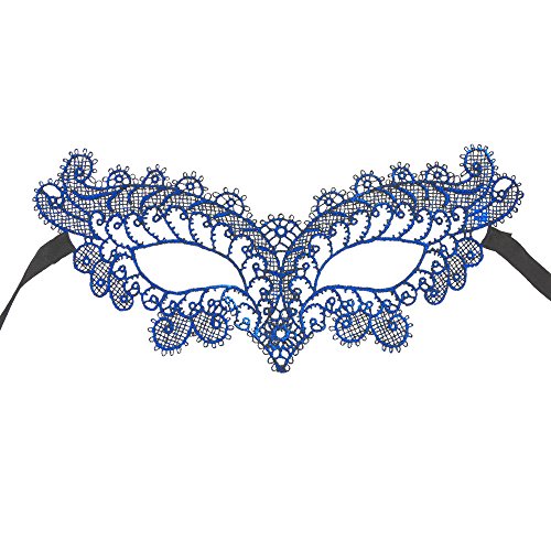 Fycakly Gruselmaske Maskerade-Spitzenmaske Halloween-Ausschnitt Abschlussball-Party-Maskenzubehör (Blue, One Size) von Fycakly