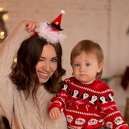 Fycakly Hairclip Weihnachts-Stirnbänder, Weihnachts-Haarreif, rote Weihnachtsmütze, Haarband, Party-Kostüm, Haar-Accessoires für Frauen und Mädchen (A, One Size) von Fycakly
