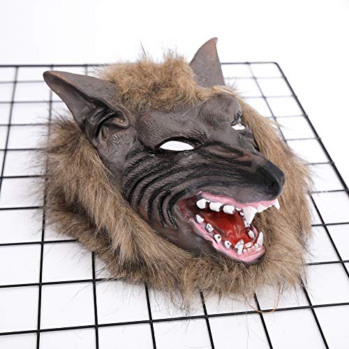 Fycakly Halloween Costume Head Wolf Halloween- Partykostüm für Cosplay-Maske (Brown, One Size) von Fycakly