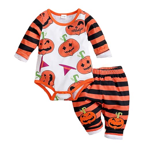 Fycakly Halloween Fledermaus Kinder Kinderkostüme Jungen und Mädchen Halloween Krabbelanzüge Jungen und Mädchen Babyanzüge (Orange, 6-12 Months) von Fycakly