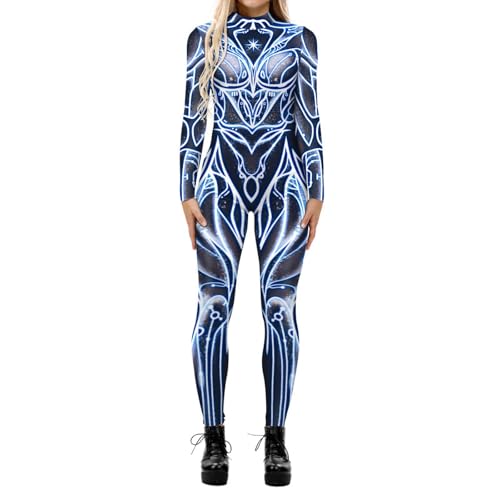 Fycakly Halloween Kleid Damen Halloween Cosplay Casual Digital Print Cosplay Kostüm Langärmliger enger Overall Fycakly Halloween Kleid Damen Halloween Cosplay Casual Digital Print Cosplay Kostüm Langärmliger enger Overall von Fycakly
