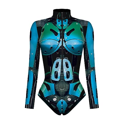 Fycakly Halloween Kostü M Damen Frauen Langarm Digital Gedruckt Reißverschluss Haut Enges Kleidungsstück Cosplay Party Strampler Body Kleidung Fycakly Halloween Kostü M Damen Frauen Langarm Digital Gedruckt Reißverschluss Haut Enges Kleidungsstück Cosplay Party Strampler Body Kleidung von Fycakly