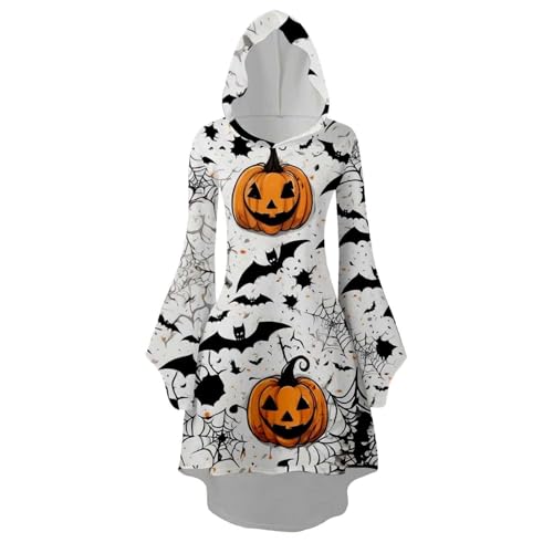 Fycakly Halloween-Kostüm Damen Damen Halloween Print Kapuzen Cosplay Kleid Langarm Langes Kleid Fycakly Halloween-Kostüm Damen Damen Halloween Print Kapuzen Cosplay Kleid Langarm Langes Kleid von Fycakly