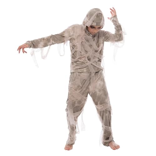 Fycakly Halloween Kostüm Kinderg Halloween Kinderkostüm Rollenspiel Party Outfit für 10 15 Jahre alt (Khaki, L) von Fycakly