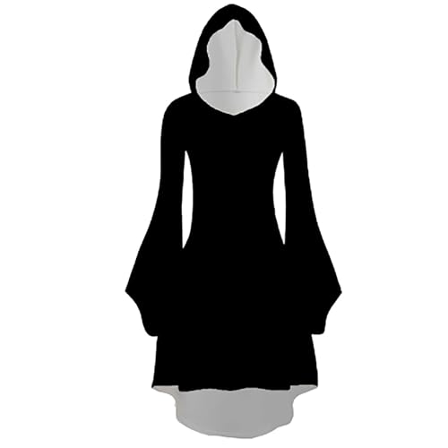 Fycakly Halloween Kostüme Damen Damen Halloween Print Kapuzen Cosplay Kleid Langarm Langes Kleid von Fycakly