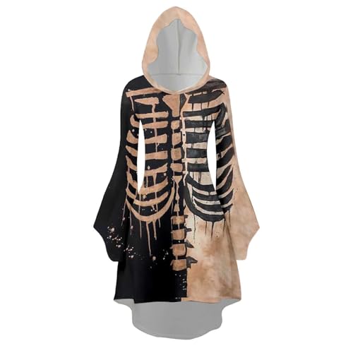 Fycakly Halloween Kostüme Damen Halloween Print Kapuzen Cosplay Kleid Langarm Langes Kleid Fycakly Halloween Kostüme Damen Halloween Print Kapuzen Cosplay Kleid Langarm Langes Kleid von Fycakly