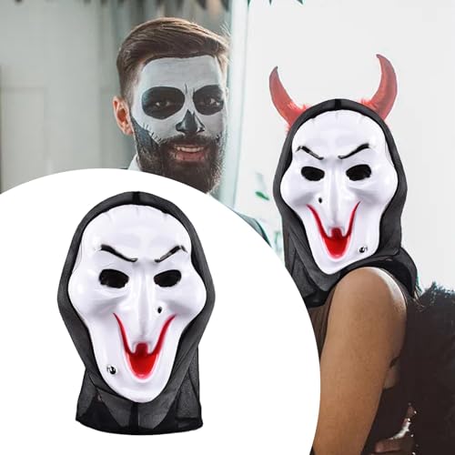 Fycakly Halloween Maske Erwachsene Halloween Gruselige Hexe Festival Maskerade Party Kunststoff Weiß (White, 30x20cm) von Fycakly
