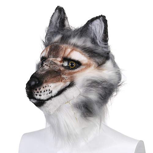 Fycakly Halloween Maske Plastik Wolfswolf-Kostüm Kopfbekleidung Kopfschmuck für Haus Dekor (black, One Size) von Fycakly