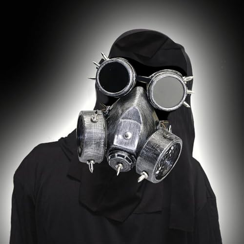 Fycakly Halloween Maske Retro mit Schutzbrille Brille Nebel Dunst (B, 21x11x14cm) von Fycakly